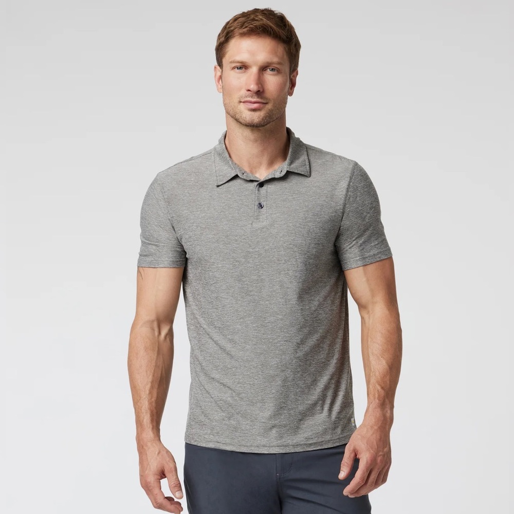 Vuori Strato Tech Polo Shirt Performance Stretch Jersey Heather Gray Mens XL